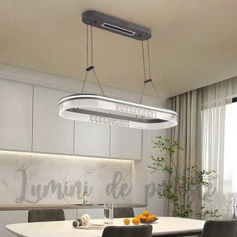 Candelabru LED 160 W Minimalist Krystal Dining 90x30, LED inclus, 3 surse de iluminare, Lumina: Cald