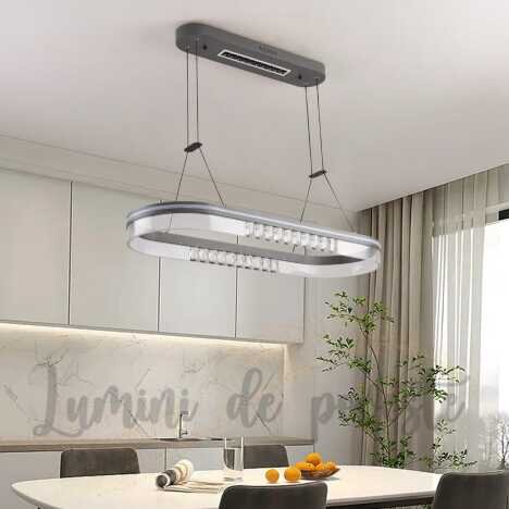 Candelabru LED 160 W Minimalist Krystal Dining 90x30, LED inclus, 3 surse de iluminare, Lumina: Cald