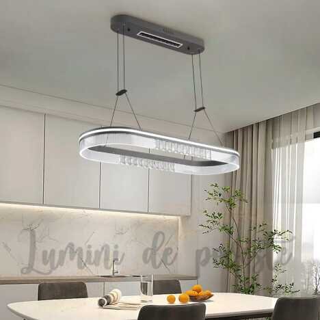 Candelabru LED 160 W Minimalist Krystal Dining 90x30, LED inclus, 3 surse de iluminare, Lumina: Cald